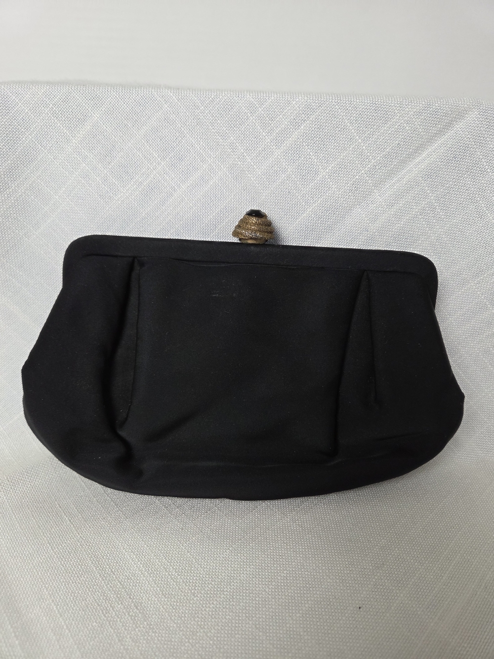 Vintage Ingber Black Evening Clutch with Gold Knot Accent